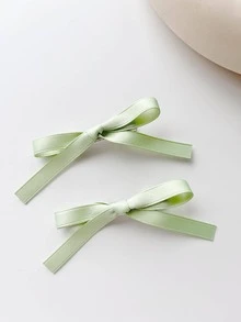 2 chiếc nơ trang trí nơ đơn giản cho nữ cho cuộc sống hàng ngày - Màu xanh Bạc hà - Xem 2