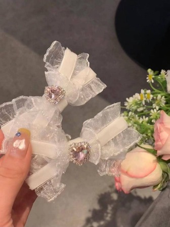 2 adet Kadın Yapay Elmas Kalp ve Fiyonk Dekor Moda Saç Tokası Saç Dekorasyonu İçin Şık Sevgililer Günü, Saç Aksesuarları, Saç Tokaları Saç Tokaları Pençe Tokaları Saç Pençeleri, Okul Eşyaları, Üniversite, Fiyonklar, Sevimli