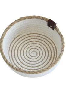 3pcs Contrast Bonding Woven Storage Basket, Simple Fabric Multi-purpose Desktop Storage Basket For Home - Khaki - View 7