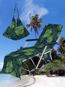 1pc Leaf Pattern Beach Chair Cover & Bag, Modern Microfiber Rectangle Travel Beach Towel For Swimming, Diving, Summer - Multicolor - View 2