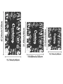 1 Dụng Cụ Nhà Bếp & Chữ Đồ Họa Thảm Nhà Bếp Chống Trơn Trượt Polyester Thảm Nhà Bếp Cho Nhà Bếp - màu đen - Xem 5