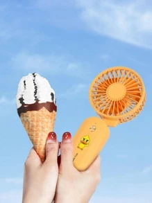 1 Bộ Quạt Mini ABS Có USB Hình Vịt Dễ Thương & Quạt Cầm Tay Đồ Họa Chữ Cái Cho Gia Đình - trái cam - Xem 2