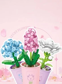 1套綠色多肉植物花束拼裝玩具套裝,可拼裝出真實持久的鮮花效果