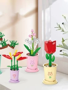 1套綠色多肉植物花束拼裝玩具套裝,可拼裝出真實持久的鮮花效果