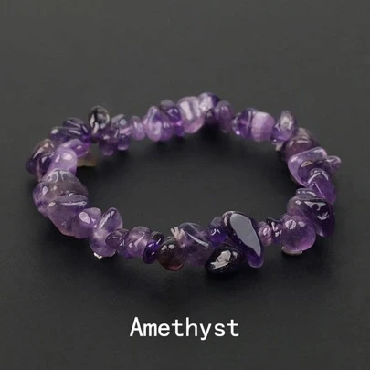 비대칭 천연 보석 팔찌 스트레치 청크 비즈 너겟 장미 수정 팔찌 뱅글 여성용