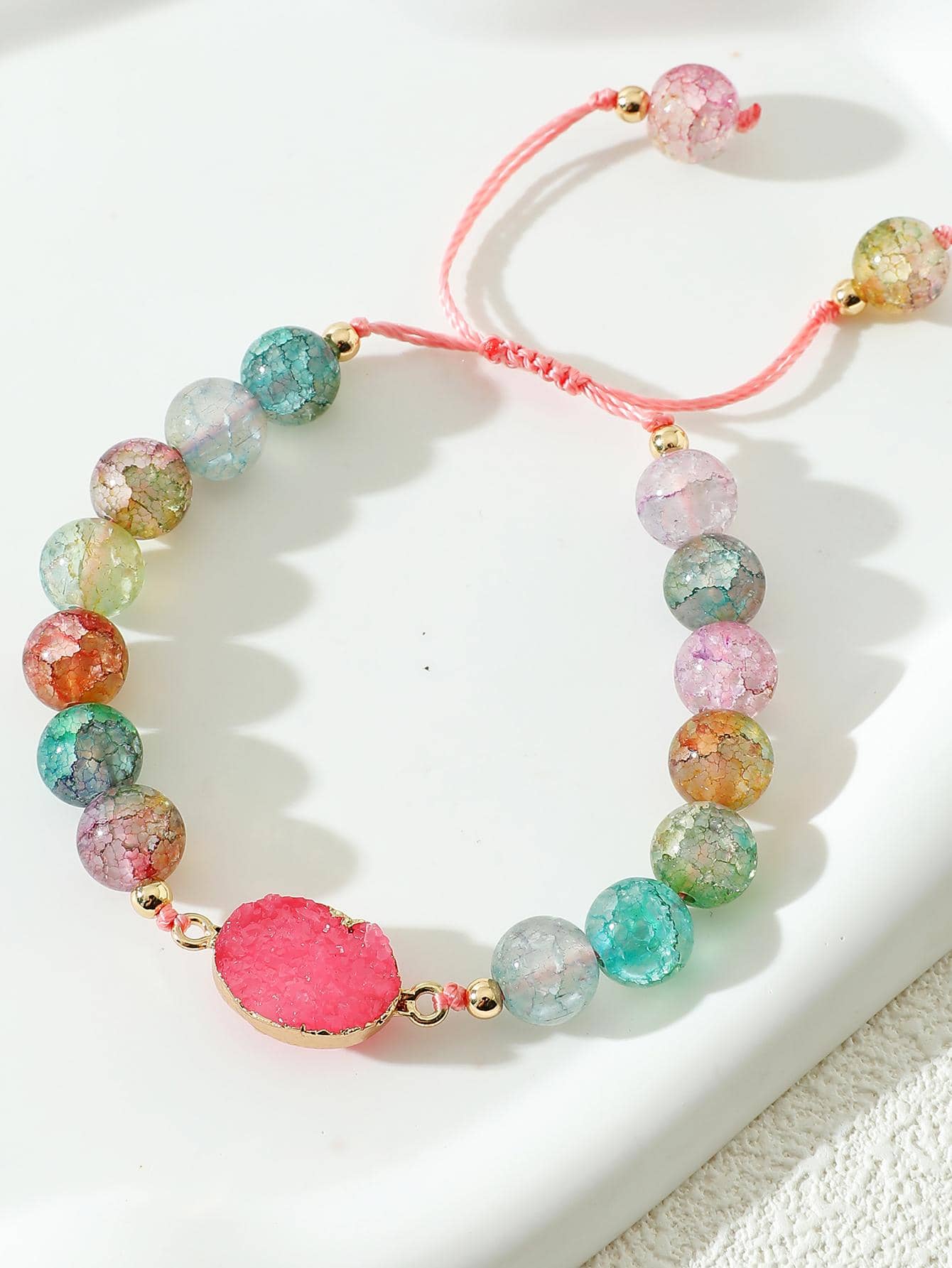 1 vòng tay trang trí hình bầu dục boho cho phụ nữ cho kỳ nghỉ - Màu Hồng Tươi - Xem 1