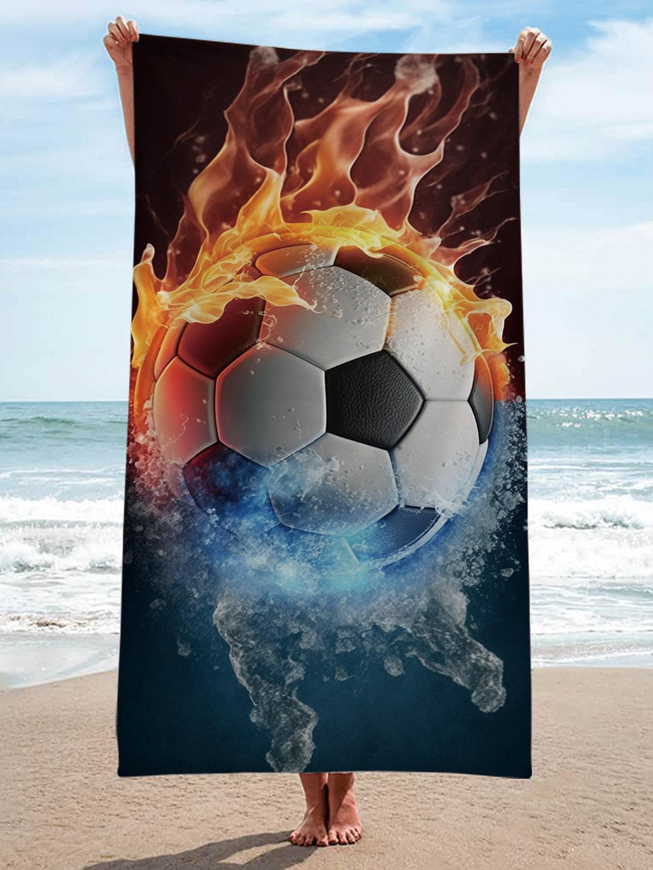 1 Bóng Đá Họa Tiết Đi Biển, Hiện Đại Microfiber Hình Chữ Nhật Du Lịch Đi Biển Cho Bơi, Lặn, Mùa Hè - Nhiều màu - Xem 1