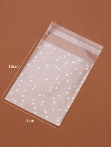 100 个 8x10 厘米圆点图案自粘塑料袋适用于婚礼生日派对礼品袋珠宝袋 - 白色 - 查看 2