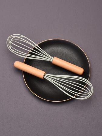 1入组木柄打蛋器，現代廚房用雙色打蛋器