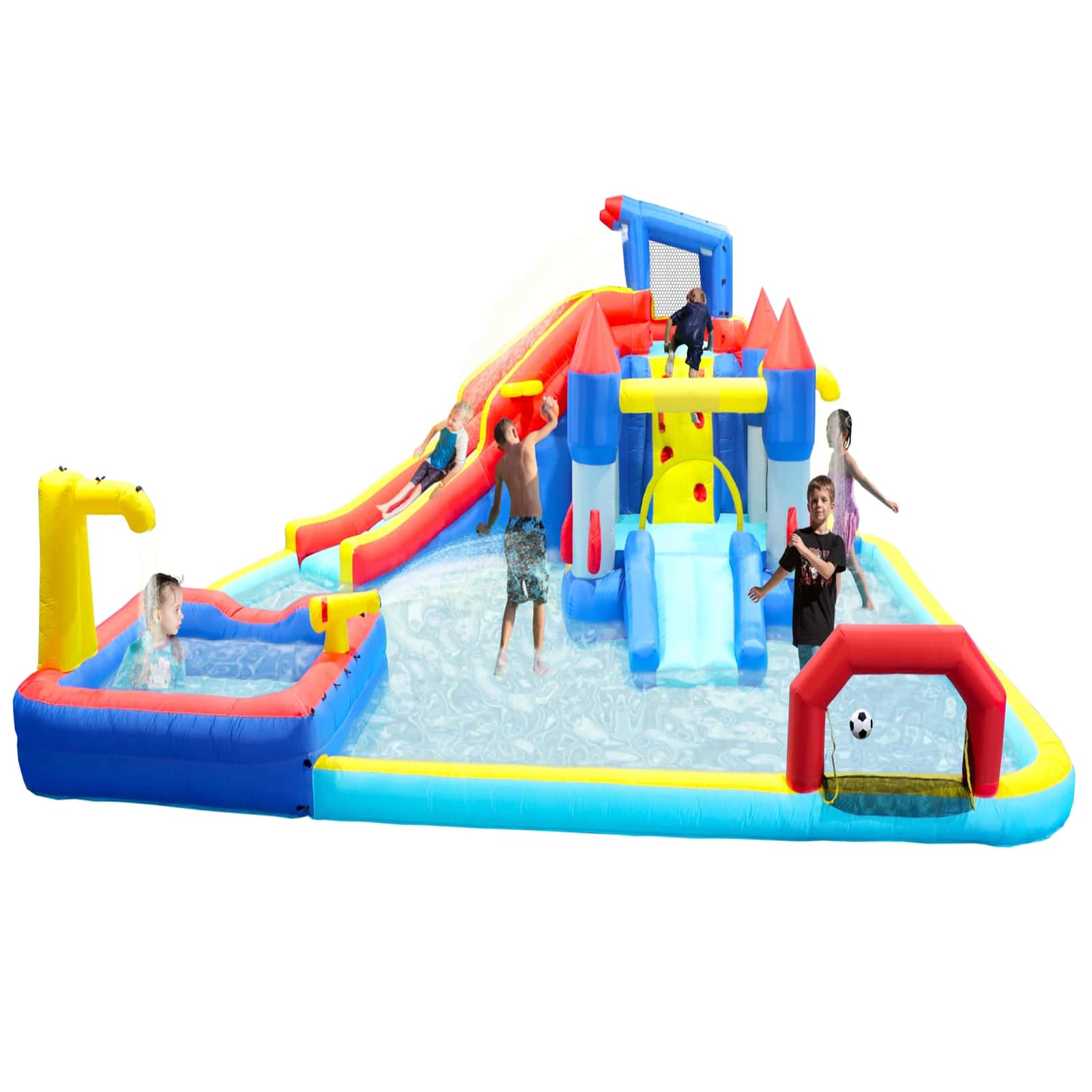 Inflatable Water Slide, Water Park Trampoline Bouncing House 7 in1 with