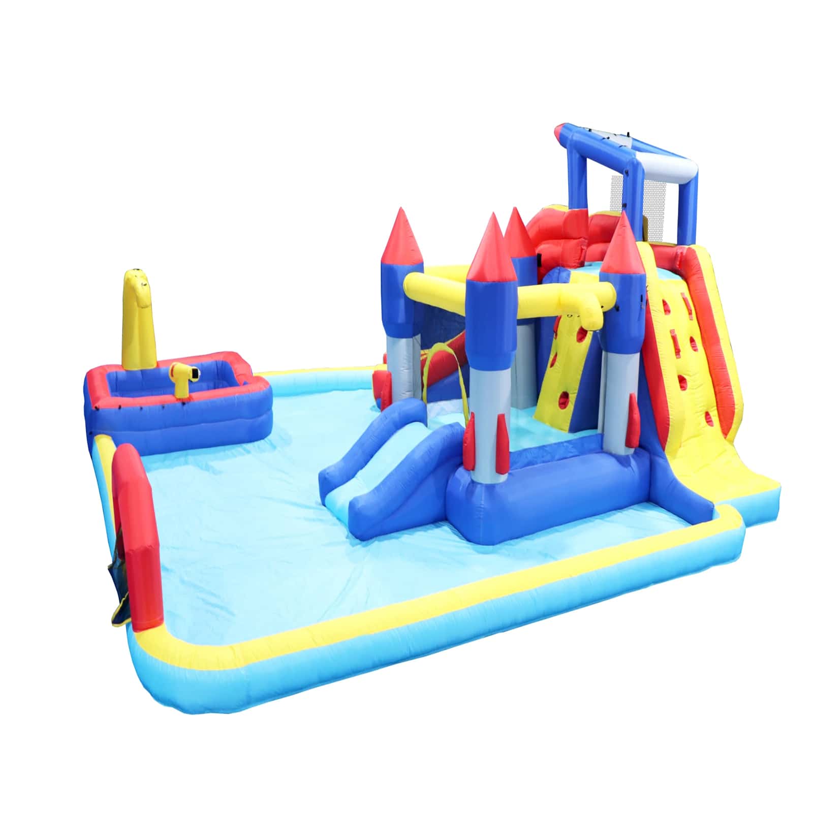 Inflatable Water Slide, Water Park Trampoline Bouncing House 7 in1 with