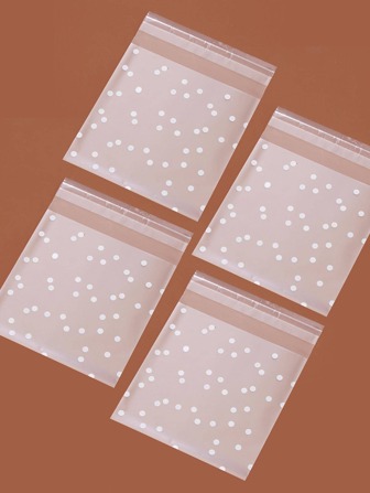 100 个 10x10 厘米圆点图案自粘塑料袋适用于婚礼生日派对礼品袋珠宝袋