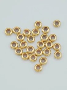 25入組/套時尚銅圓形DIY珠子適合女士DIY首飾製作 - 金黃色 - 查看 4