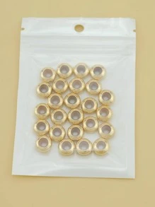 25入組/套時尚銅圓形DIY珠子適合女士DIY首飾製作 - 金黃色 - 查看 5
