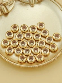 25入組/套時尚銅圓形DIY珠子適合女士DIY首飾製作 - 金黃色 - 查看 1