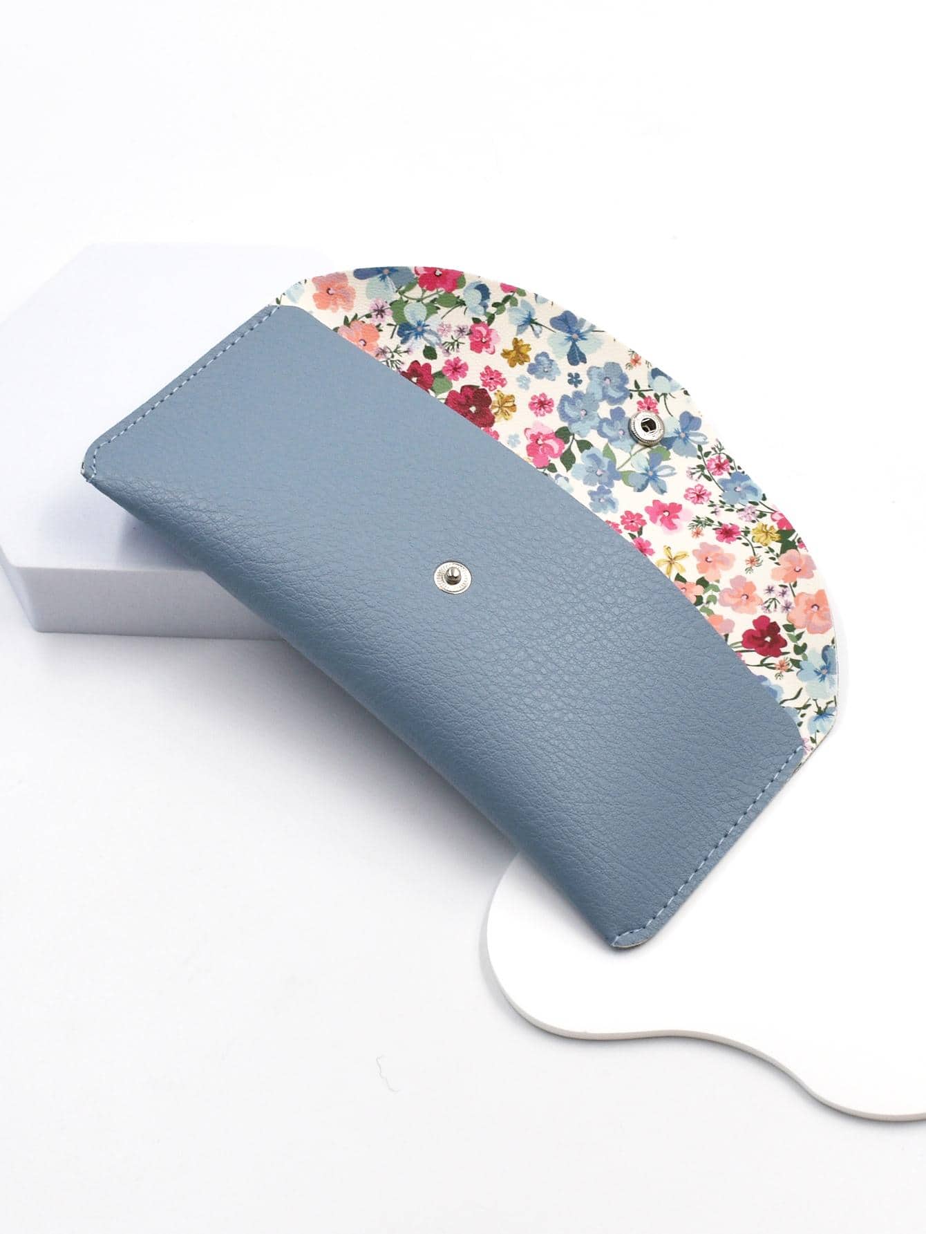 1 pieza Bolso de mujer con estampado floral y botón a presión de color caramelo en estilo bohemio, accesorio de moda para guardar gafas, regalo de San Valentín para mujeres