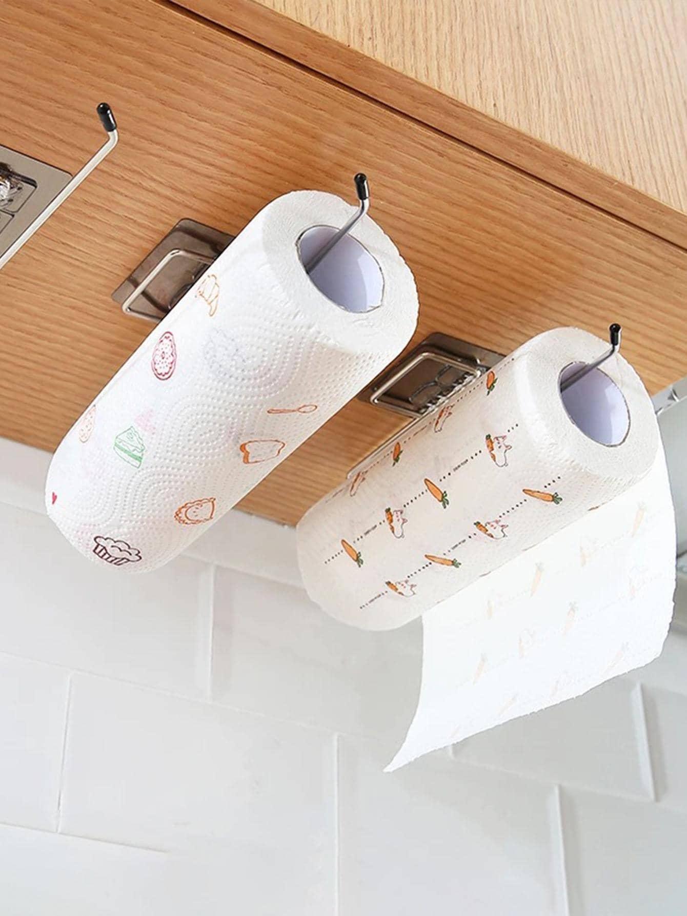 1pc Stainless Steel Paper Towel Holder - Silver - View 1