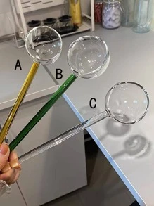 1pc Glass Ladle, Minimalist Clear Long Handle Soup Ladle For Kitchen, Kitchen, Christmas Gift - Multicolor - View 3