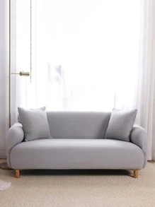1入組素色彈力沙發套和1入組無填充物靠墊套，客廳用極簡主義滌綸沙發套和抱枕套 - 淺灰色 - 查看 1