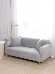 1入組素色彈力沙發套和1入組無填充物靠墊套，客廳用極簡主義滌綸沙發套和抱枕套 - 淺灰色 - 查看 2