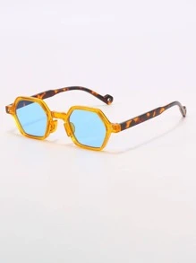 1副/多副男士朋克多边形眼镜，休闲户外沙滩派对眼镜 - 藍色 - 查看 2