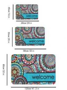 1pc Mandala Pattern Door Mat, Boho Polyester Indoor Outdoor Rug For Home - Multicolor - View 2