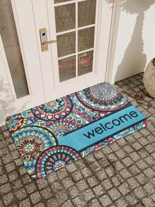 1pc Mandala Pattern Door Mat, Boho Polyester Indoor Outdoor Rug For Home - Multicolor - View 5