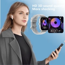 Multi-Functional Sports Smart Watch (With Silicone Strap), Featuring Smart Call, Heart Rate Monitor, Blood Pressure Monitor, Blood Oxygen Monitor, And Music Info Features - Silver - View 5