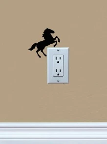 1入組PVC開關馬圖案開關插座牆貼 - 黑色 - 查看 2