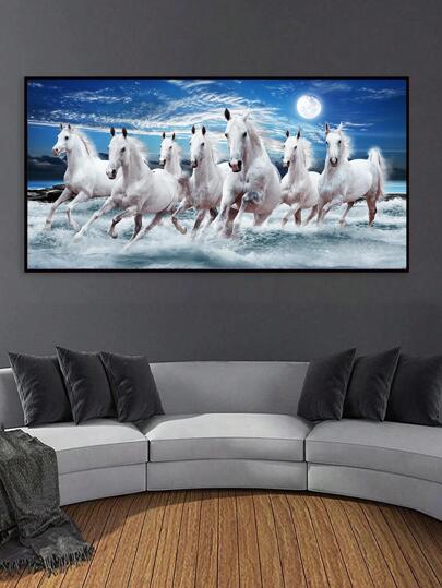 1 件，现代马图案墙贴，PVC 防水自粘，用于家居墙壁装饰、海报、贴纸、壁画、节日装饰贴纸、礼物