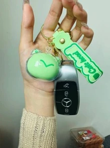 1入組女士卡通青蛙吊墜可愛鑰匙圈 - 綠色 - 查看 1