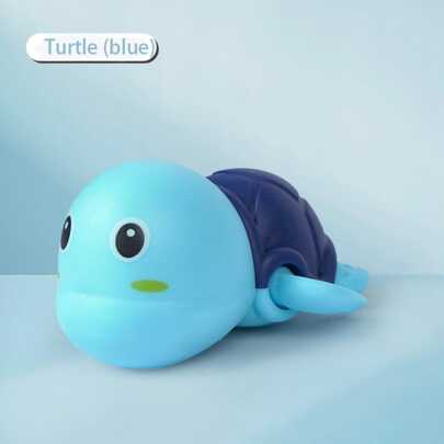 1個中性風可愛龜造形發條游泳玩具嬰兒浴室玩具親子互動教育玩具