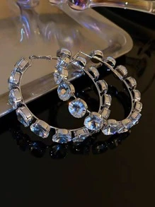 1 Quyến Rũ Hợp Kim Kẽm Màu Sắc Ngẫu Nhiên Kim Cương Giả Trang Trí Đôi Khuyên Tai Vòng Cho Nữ Cho Đảng - Bạc - Xem 1