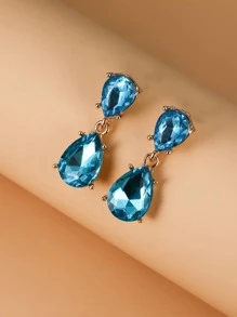 1 Cặp Thời Trang Hợp Kim Kẽm Đá Bông Tai Giọt Nước Cho Nữ Cho Quà Tặng Ngày Lễ Tình Nhân - Màu xanh lam - Xem 1