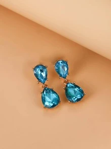 1 Cặp Thời Trang Hợp Kim Kẽm Đá Bông Tai Giọt Nước Cho Nữ Cho Quà Tặng Ngày Lễ Tình Nhân - Màu xanh lam - Xem 2