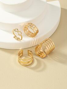 4pcs/set Star & Infinity Symbol Decor Ring - Yellow Gold - View 4