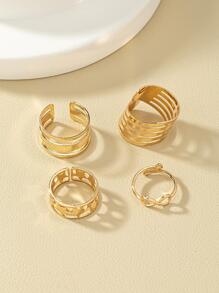 4pcs/set Star & Infinity Symbol Decor Ring - Yellow Gold - View 2