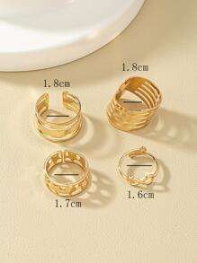 4pcs/set Star & Infinity Symbol Decor Ring - Yellow Gold - View 5