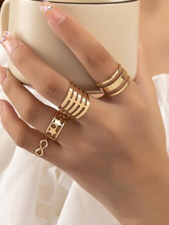 4入组/套星星和無窮象徵裝飾戒指