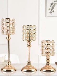 1 件镂空烛台设计装饰工艺品，现代铁艺装饰物，适合家庭最佳礼物 - 金色 - 查看 1