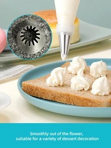 2pcs Solid Color Piping Nozzle, Modern Stainless Steel Icing Piping Nozzle Tip For Kitchen Baking - Silver - View 5