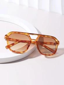 1pc Unisex Vintage Square Fashion Glasses With Double-Beam Design Decoration For Summer Beach Vacation,Outdoor,Travel - Multicolor - View 1