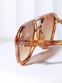 1pc Unisex Vintage Square Fashion Glasses With Double-Beam Design Decoration For Summer Beach Vacation,Outdoor,Travel - Multicolor - View 4