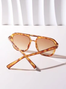 1pc Unisex Vintage Square Fashion Glasses With Double-Beam Design Decoration For Summer Beach Vacation,Outdoor,Travel - Multicolor - View 3