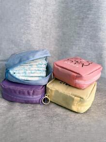 1pc Cartoon Rabbit Print Sanitary Napkin Storage Bag - Purple - View 3