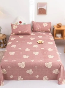 1 Tấm Phẳng In Hình Trái Tim, Bộ Đồ Giường Vải Hiện Đại Tấm Phẳng Cho Phòng Ngủ - Nhiều màu - Xem 1