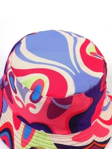 1pc Women Abstract Print Casual Bucket Hat For Daily Life - Red - View 2