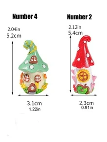 2入組蘑菇屋形微型花園雕像，現代ABS花園裝飾品 - 白色 - 查看 5