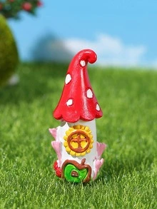 2入組蘑菇屋形微型花園雕像，現代ABS花園裝飾品 - 白色 - 查看 2