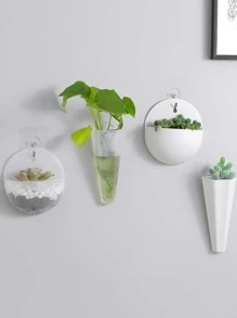 1pc/2pcs/4pcs Wall Hanging Vase, Hydroponic Wall Mounted Planter, Slouchy Person Plastic Wall Hanging Planter For Succulents - White - View 2